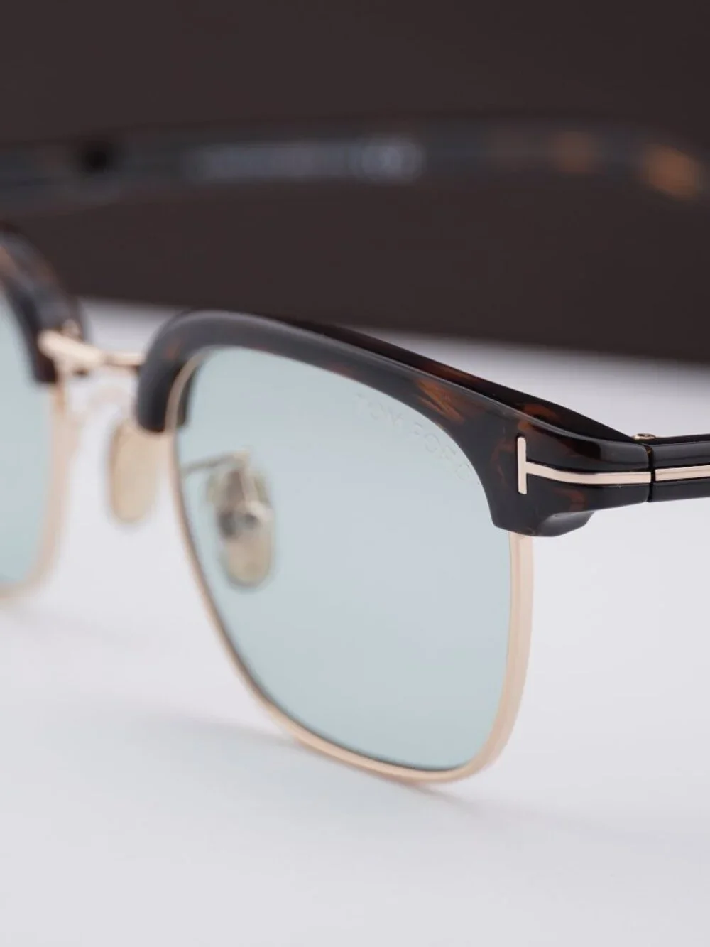 Tom Ford FT1119-D 52N Browline Sunglasses - Dark Havana \ Green
